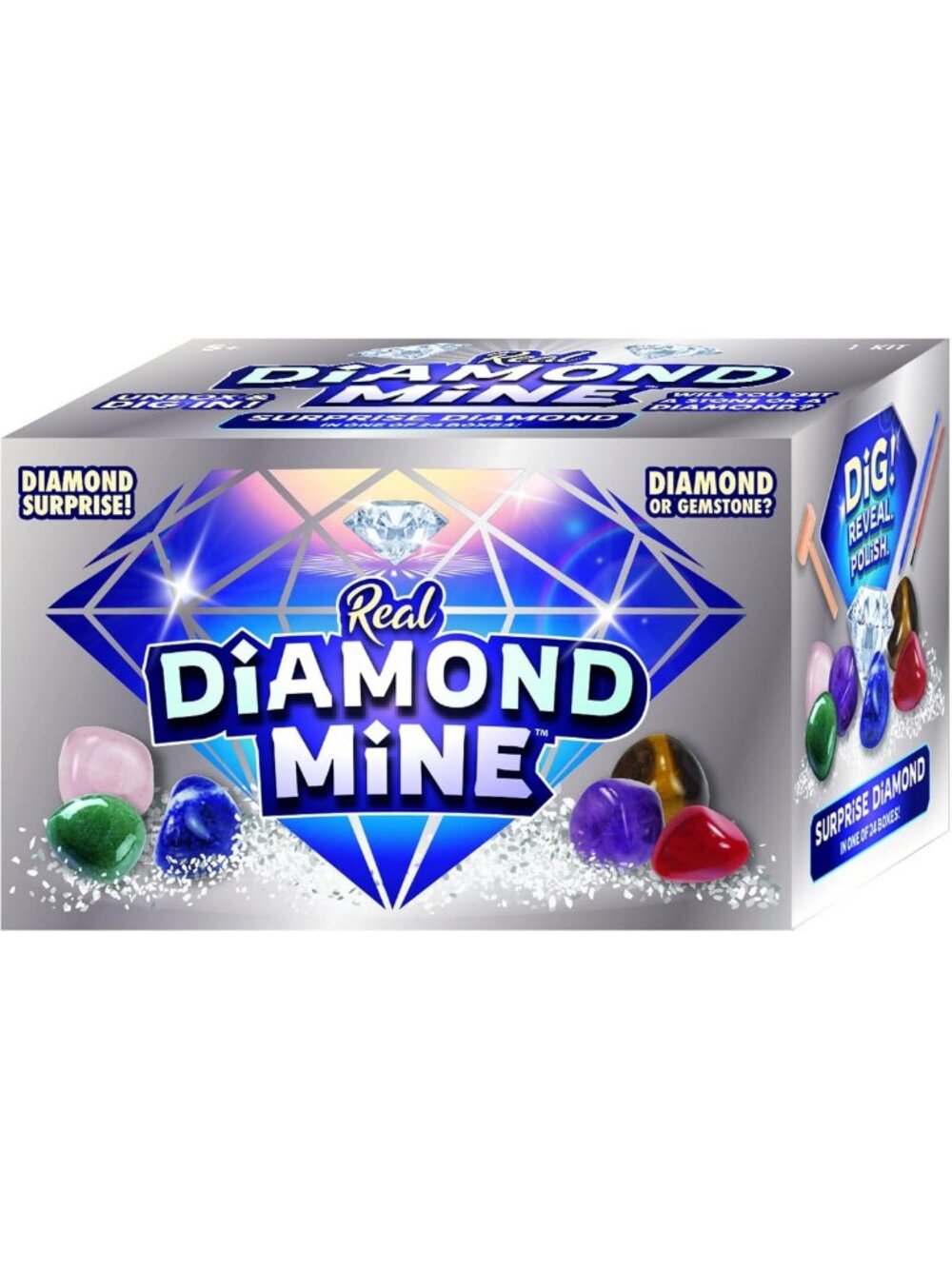 Gemstone Dig Kit - Real Diamond Mine Adventure, 6 Pack Mystery Rocks for Kids